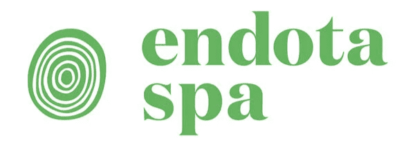 Logo of endota spa featuring a stylised green spiral to the left and the words 'endota spa' in lowercase green font to the right.