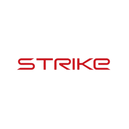 Text "STRIKE" written in red, stylized font on a transparent background.