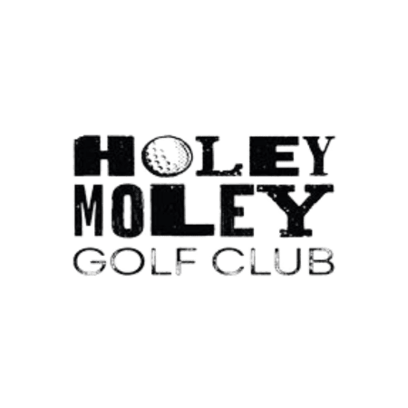 Logo reading "Holey Moley Golf Club" with a stylized golf ball replacing the 'O' in 'Holey'.