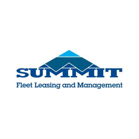 Logo of Summit Fleet Leasing and Management featuring blue text below a blue and light blue geometric mountain design.